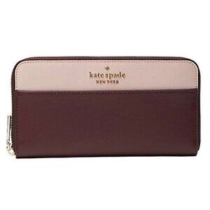 Kate Spade Staci Colorblock Large Wallet Rose Smoke Multi NWT